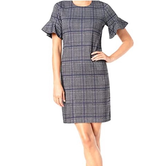 Calvin Klein Dresses & Skirts - Calvin Klein Career Flutter Sleeve Shift Above Knee Dress, Size 2, Gray Black